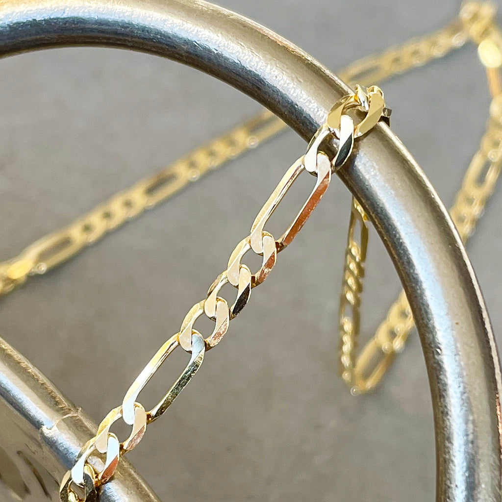 Flat Figaro Yellow Gold Chain