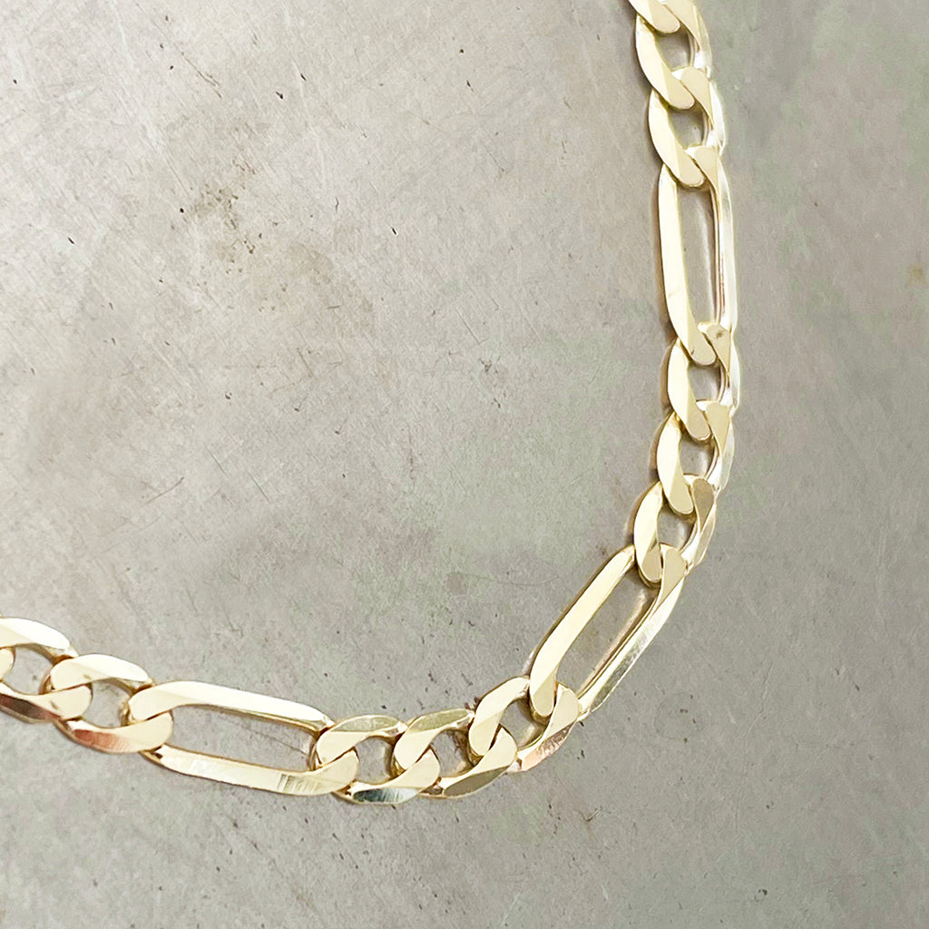 Flat Figaro Yellow Gold Chain