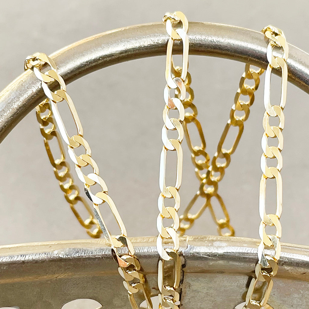 Flat Figaro Yellow Gold Chain