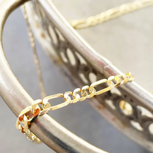 Flat Figaro Yellow Gold Chain