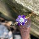 Forget-Me-Not Amethyst and Accent Diamond Cluster Ring