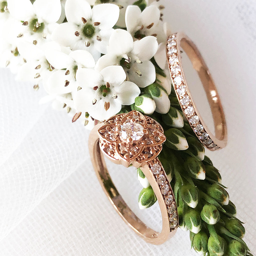 Mark Patterson Rose Gold Half Pave Diamond Ring – Peridot Fine Jewelry