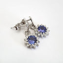 Floral Diamond Halo Tanzanite Drop Earrings