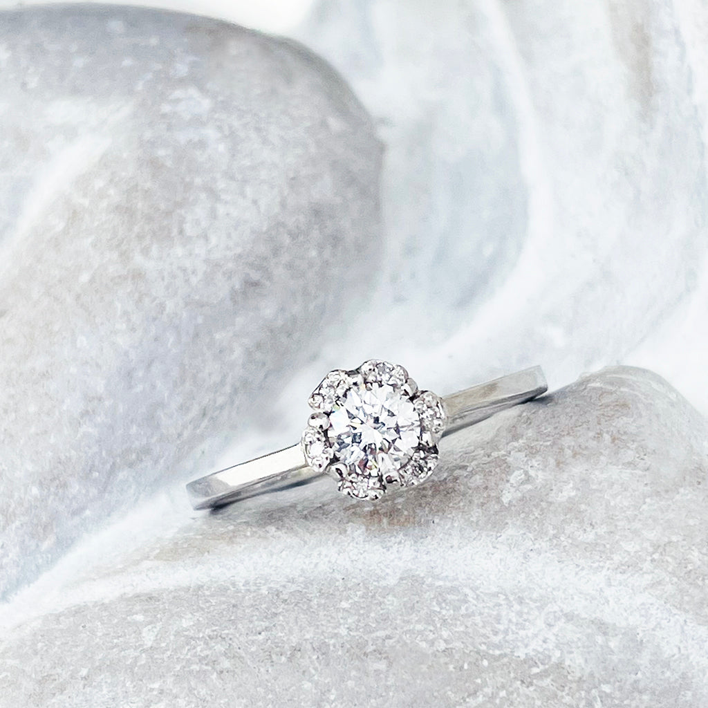 Floral Diamond White Gold Ring