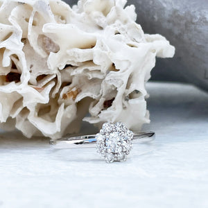 Floral White Diamond White Gold Ring
