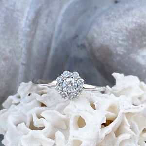 Floral White Diamond White Gold Ring