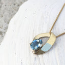 Folded Yellow Gold Aquamarine Pendant