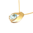 Folded Yellow Gold Aquamarine Pendant