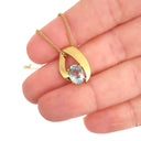 Folded Yellow Gold Aquamarine Pendant