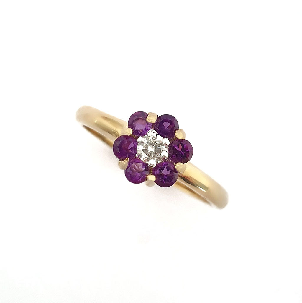 Forget-Me-Not Amethyst and Accent Diamond Cluster Ring