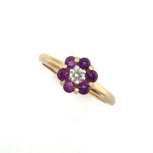 Forget-Me-Not Amethyst and Accent Diamond Cluster Ring