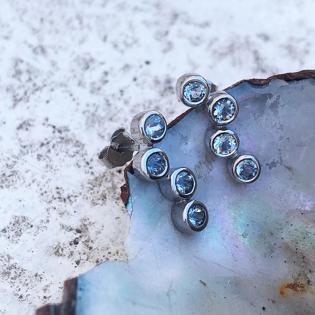 Four Aquamarine White Gold Drops Earrings