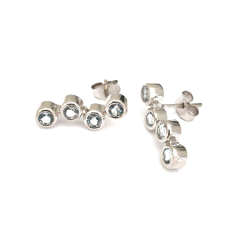   Four Aquamarine White Gold Drops Earrings