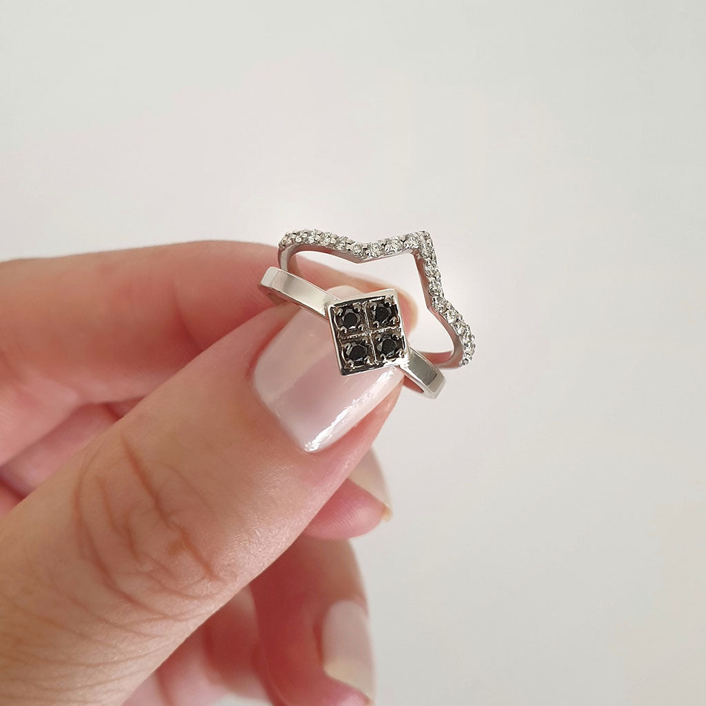 Black Onyx Ring, Square Gatsby Ring, Square Black Onyx Bezel Set Ring,  Round Diamond Halo Ring, Promise Ring, Unique Engagement Ring, 6735 - Etsy