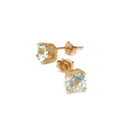  Four Claw Aquamarine Yellow Gold Studs