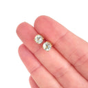  Four Claw Aquamarine Yellow Gold Studs