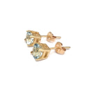  Four Claw Aquamarine Yellow Gold Studs