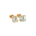 Four Claw Aquamarine Yellow Gold Studs