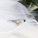 Four Claw Round Aquamarine and Seven Diamond Crown Wedding band Set