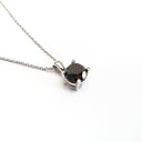 Four Claw Solitaire Black Diamond and White Gold Pendant