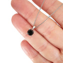 Four Claw Solitaire Black Diamond and White Gold Pendant