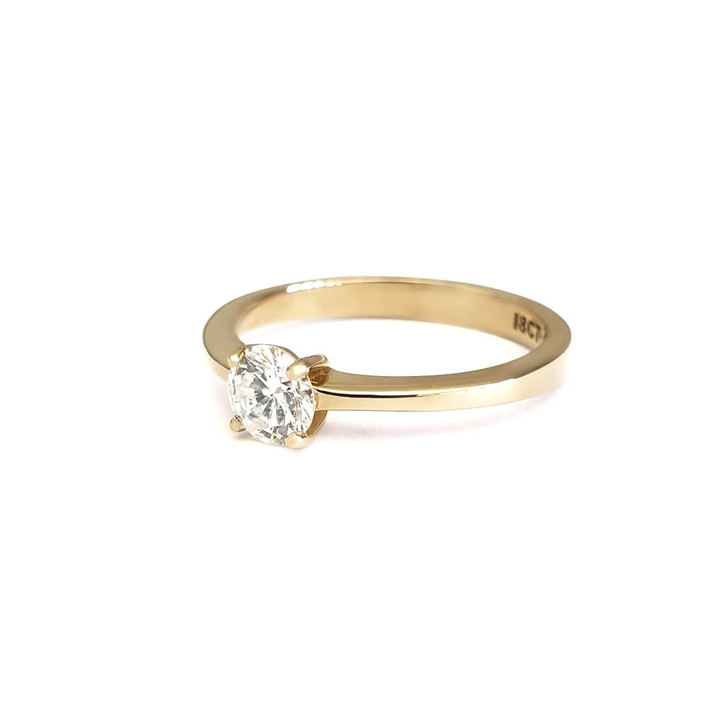 Four Claw Solitaire, Yellow Gold, Diamond Ring