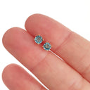 Four Claw Yellow Gold Blue Topaz Earrings