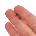 Four Claw Yellow Gold Blue Topaz Earrings