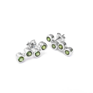 Four Green Tourmaline White Gold Drop Earrings