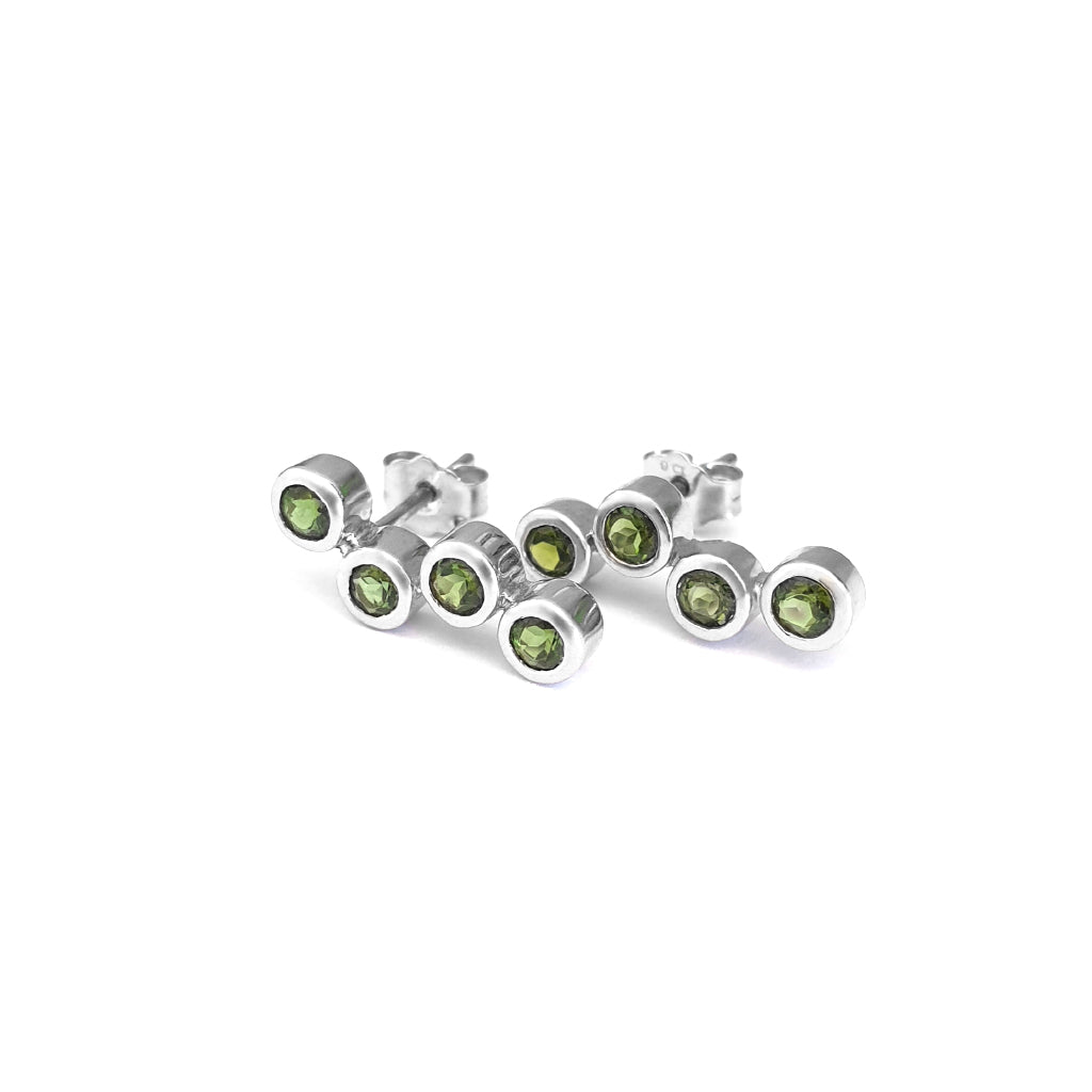 Four Green Tourmaline White Gold Drop Earrings