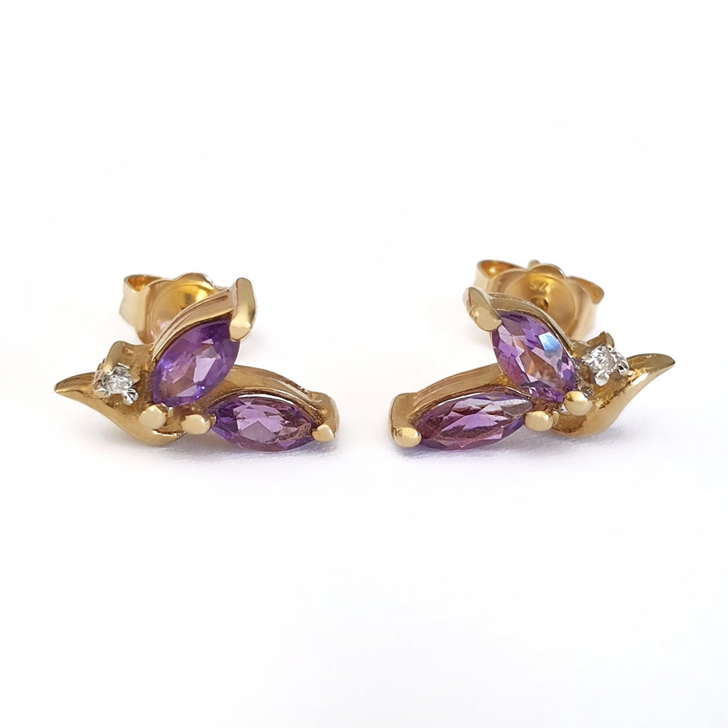  Fun and Flirty Amethyst and Diamond Accent Studs