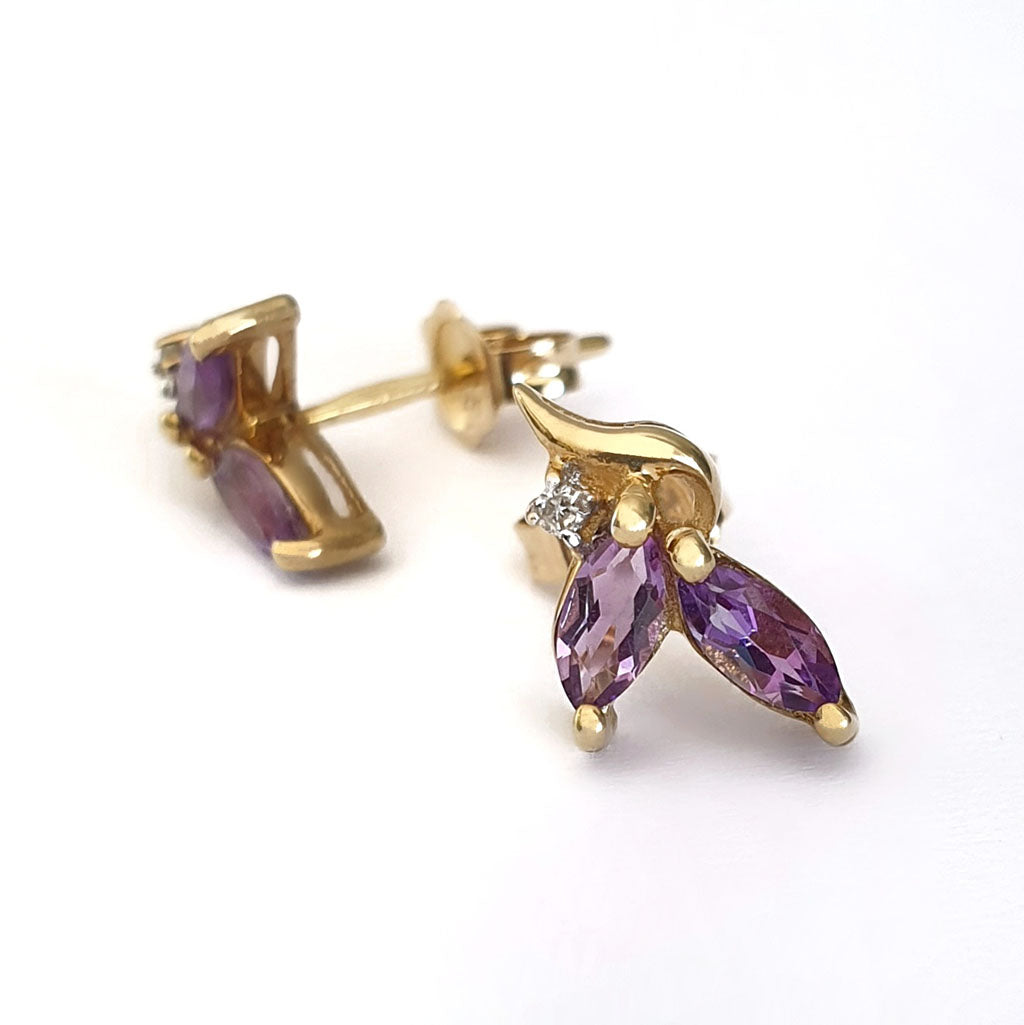  Fun and Flirty Amethyst and Diamond Accent Studs