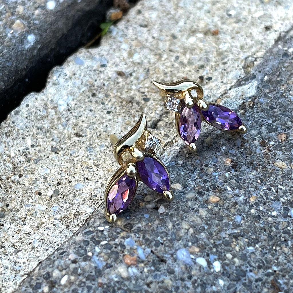 Fun and Flirty Amethyst and Diamond Accent Studs