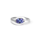 Gently Embraced Oval Tanzanite White Gold Ring