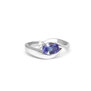 Gently Embraced Oval Tanzanite White Gold Ring