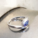 Gently Embraced Oval Tanzanite White Gold Ring