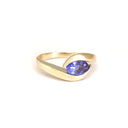 Gently Embraced Oval Tanzanite Yellow Gold Ring