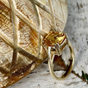 Ultimate Glam Cushion Cut Citrine Double Claw Yellow Gold Ring