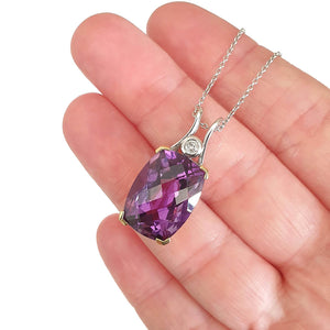 Glamorous Handcrafted Two Tone Amethyst and Diamond Pendant