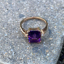 Glamorous Octagonal Cut Amethyst with Petite Accent Diamond Ring