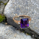 Glamorous Octagonal Cut Amethyst with Petite Accent Diamond Ring