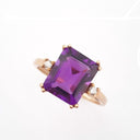  Glamorous Octagonal Cut Amethyst with Petite Accent Diamond Ring