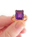  Glamorous Octagonal Cut Amethyst with Petite Accent Diamond Ring