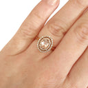  Breathtaking Double Diamond Halo Round Cut Morganite Ring