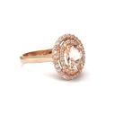  Breathtaking Double Diamond Halo Round Cut Morganite Ring