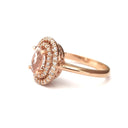  Breathtaking Double Diamond Halo Round Cut Morganite Ring