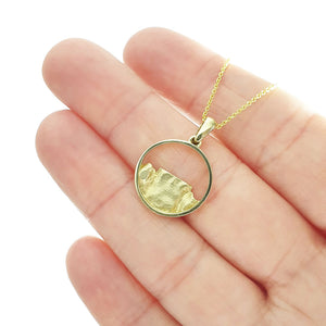 Gold Circular Table Mountain Pendant