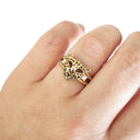 Gold Leopard Head Ring with Diamond Accents