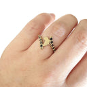 Gold Split Band Africa Map Ring with Black Diamond Embellishment