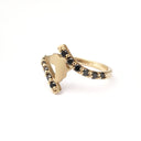 Gold Split Band Africa Map Ring with Black Diamond Embellishment